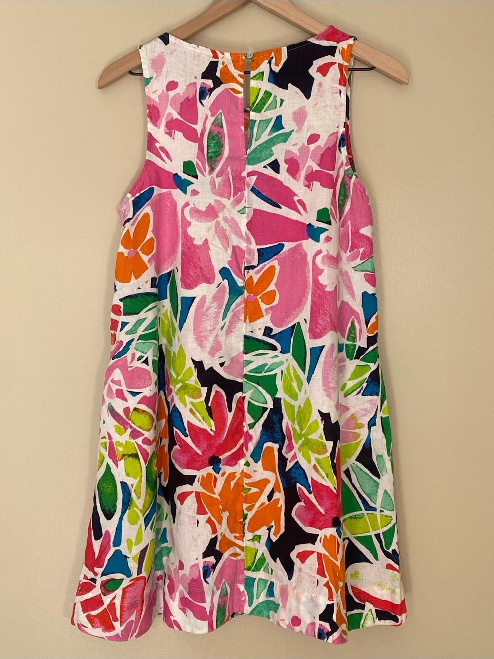 Cynthia Rowley Tropical Bright Vibrant Floral A-Line Shift Linen Dress Small - Picture 2 of 9